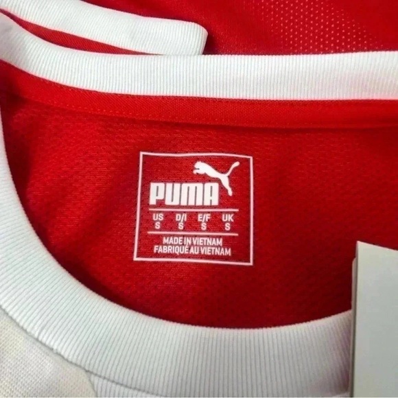 PUMA Men’s Small Red White Hoop Soccer Shirt – Striped Athletic Jersey NWT - Picture 7 of 9